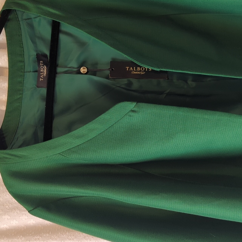 Talbots Emerald Green Cotton Silk Blazer Jacket Women's Size 20 NWT - Picture 2 of 11
